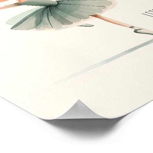 Schattigee Kleine Ballerina Ballet Dance Waterverf Poster (Hoek)