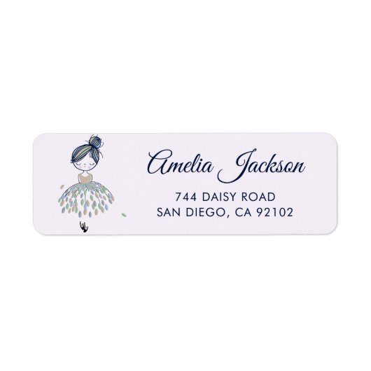Schattigee kleine ballerina prinses meisje retour  etiket (Voorkant)