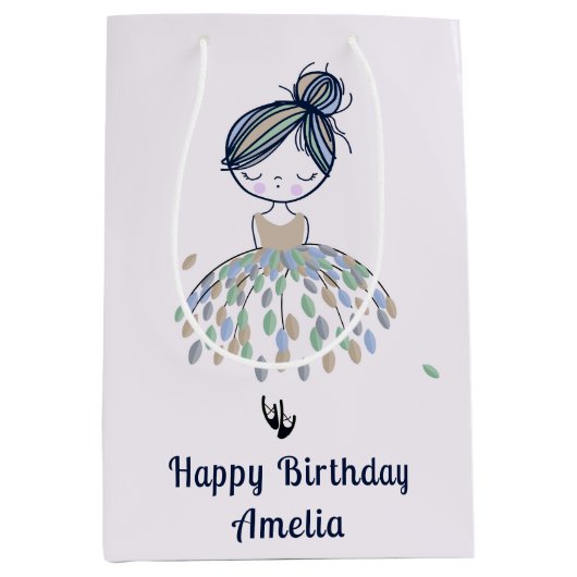 Schattigee kleine ballerina prinses verjaardagsfee medium cadeauzakje (Voorkant)