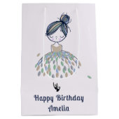 Schattigee kleine ballerina prinses verjaardagsfee medium cadeauzakje (Achterkant)