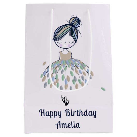 Schattigee kleine ballerina prinses verjaardagsfee medium cadeauzakje (Achterkant)