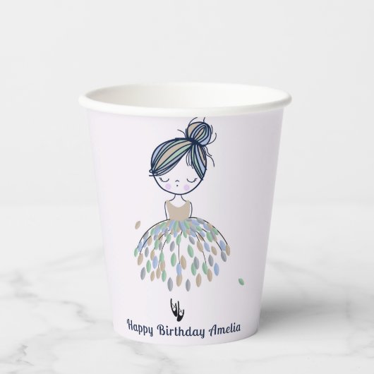 Schattigee kleine ballerina prinses verjaardagsfee papieren bekers (Voorkant)