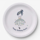 Schattigee kleine ballerina prinses verjaardagsfee papieren bordje (Voorkant)