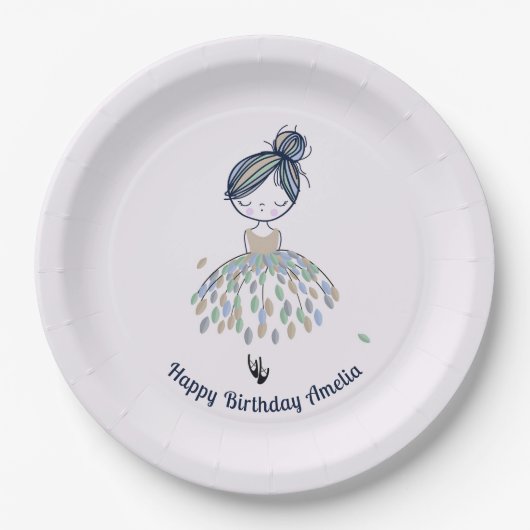 Schattigee kleine ballerina prinses verjaardagsfee papieren bordje (Voorkant)