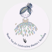 Schattigee kleine ballerina prinses verjaardagsfee ronde sticker (Voorkant)