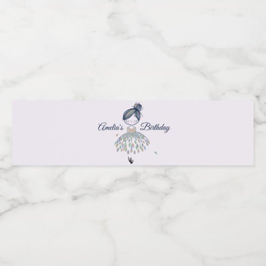 Schattigee kleine ballerina prinses verjaardagsmei waterfles etiket (Enkel label)