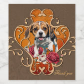 Schattigee kleine Beagle. Wijn Etiket (Enkel label)