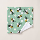 Schattigee kleine bijen en madeliefjes bloemenpatr bad handdoek (Wasdoekje)