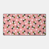 Schattigee kleine bijen en madeliefjes bloemenpatr bureaumat (Voorkant)