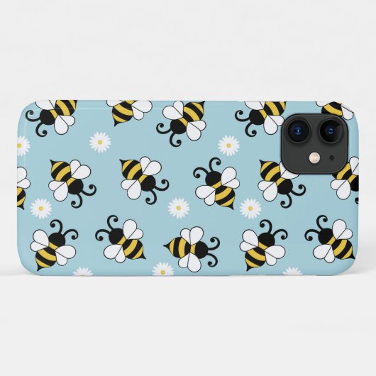 Schattigee kleine bijen en madeliefjes bloemenpatr Case-Mate iPhone case (Achterkant (horizontaal))