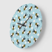 Schattigee kleine bijen en madeliefjes bloemenpatr grote klok (Hoek)