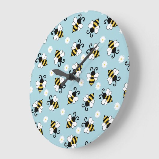 Schattigee kleine bijen en madeliefjes bloemenpatr grote klok (Hoek)