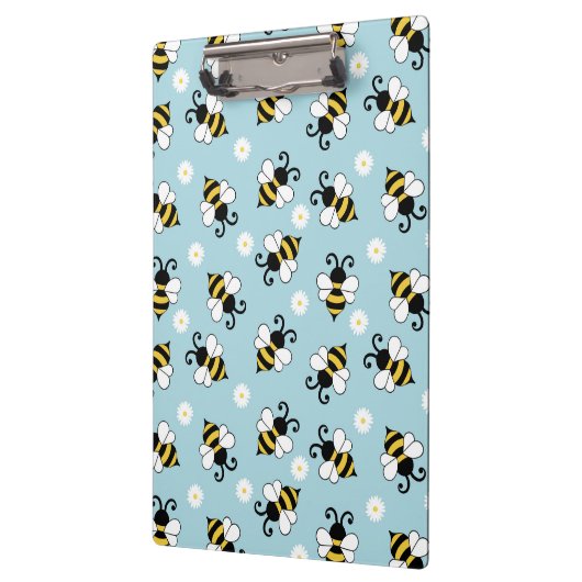 Schattigee kleine bijen en madeliefjes bloemenpatr klembord (Links)
