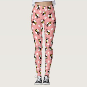 Schattigee kleine bijen en madeliefjes bloemenpatr leggings