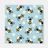 Schattigee kleine bijen en madeliefjes bloemenpatr magneet (Voorkant)