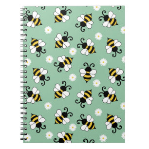 Schattigee kleine bijen en madeliefjes bloemenpatr notitieboek