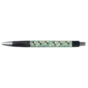 Schattigee kleine bijen en madeliefjes bloemenpatr pen