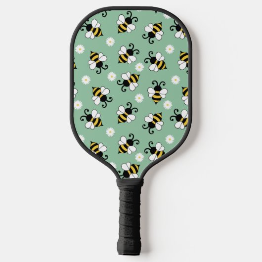 Schattigee kleine bijen en madeliefjes bloemenpatr pickleball paddle (Achterkant)