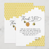 Schattigee Kleine Bijen Honingraat Baby shower Bedankkaart (Voorkant / Achterkant)
