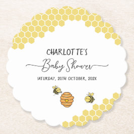 Schattigee Kleine Bijen Honingraat Baby shower Kartonnen Onderzetters