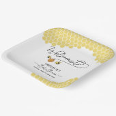 Schattigee Kleine Bijen Honingraat Baby shower Papieren Bordje (Gebogen)