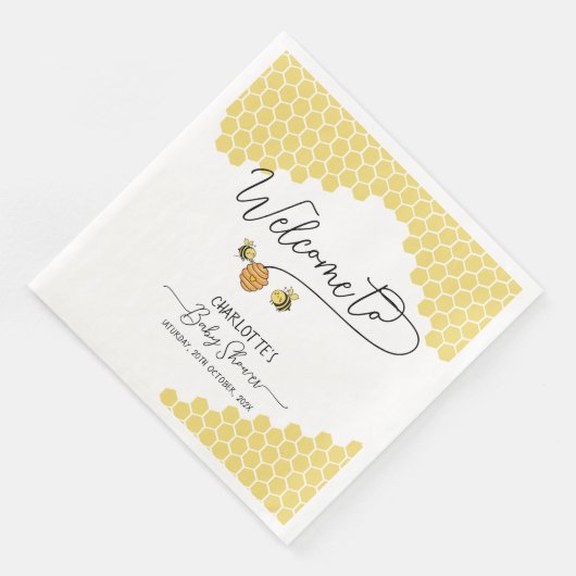 Schattigee Kleine Bijen Honingraat Baby shower Servet (Hoek)