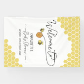 Schattigee Kleine Bijen Honingraat Baby shower Spandoek (Horizontaal)
