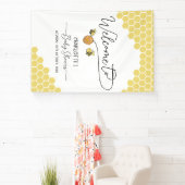 Schattigee Kleine Bijen Honingraat Baby shower Spandoek (Insitu)