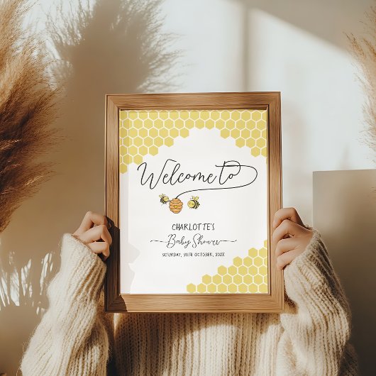 Schattigee Kleine Bijen Honingraat Baby shower Wel Poster