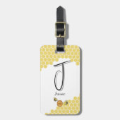 Schattigee kleine bijen honingraat bagagelabel (Voorkant verticaal)