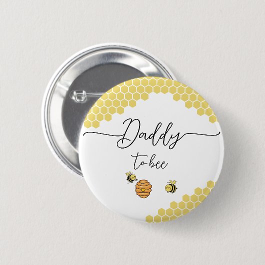 Schattigee Kleine Bijen Honingraat Daddy-to-bee Bu Ronde Button 5,7 Cm (Voorkant /achterkant)