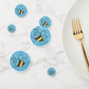 Schattigee kleine bijen vliegende blauwe Waterverf Confetti