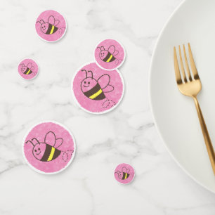 Schattigee kleine bijen vliegende roze Waterverf B Confetti