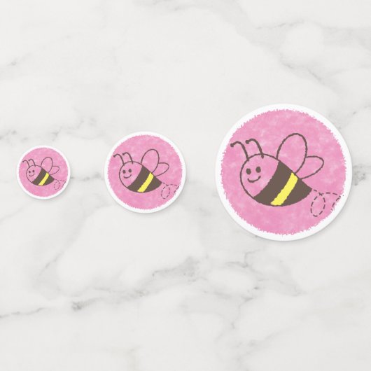 Schattigee kleine bijen vliegende roze Waterverf B Confetti (Achterkanten)