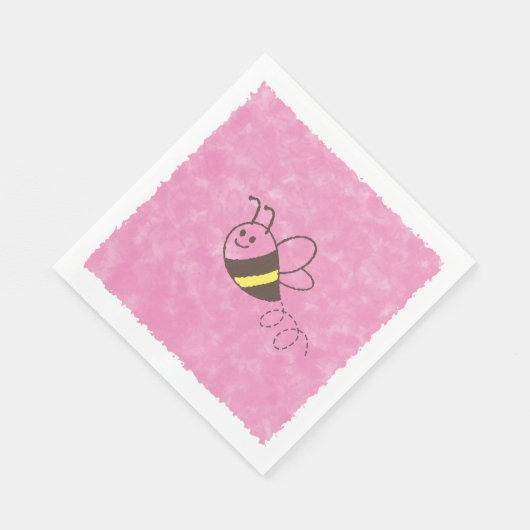 Schattigee kleine bijen vliegende roze Waterverf B Servet (Hoek)