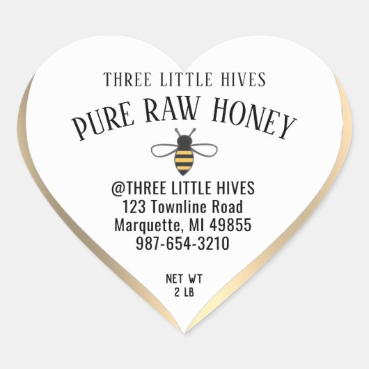 Schattigee kleine bijenhoning label gouden gradiën (Voorkant)