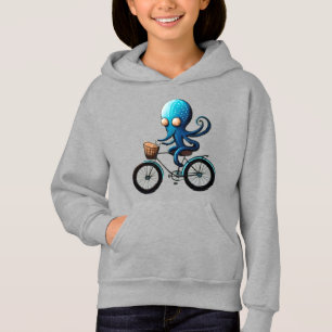 Schattigee kleine blauwe octopus op een fiets
