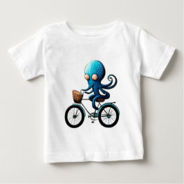 Schattigee kleine blauwe octopus op een fiets