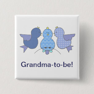 Schattigee kleine blauwe oma te zijn, Vogels Baby  Vierkante Button 5,1 Cm