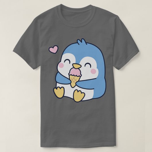 Schattigee kleine blauwe pinguïn houdt van ijs t-shirt (Design voorkant)