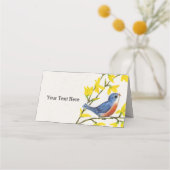 Schattigee Kleine Blauwe Rode Vogel op Tak Gele Bl Plaatskaartje (Achterkant)