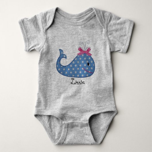 Schattigee kleine blauwe walvis Baby Bodysuit (Voorkant)
