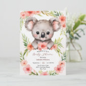 Schattigee Kleine Bloemen Koala Baby shower Kaart (Staand voorkant)