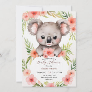 Schattigee Kleine Bloemen Koala Baby shower Kaart