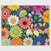 Schattigee kleine bloemhoofdjes cadeaupapier (Vlak)