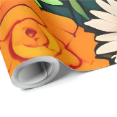 Schattigee kleine bloemhoofdjes cadeaupapier (Rol Hoek)