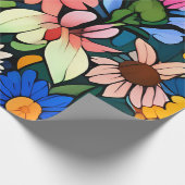 Schattigee kleine bloemhoofdjes cadeaupapier (Hoek)