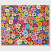 Schattigee kleine bloemhoofdjes cadeaupapier (Vlak)