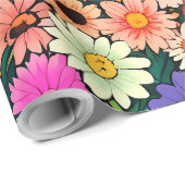 Schattigee kleine bloemhoofdjes cadeaupapier (Rol Hoek)