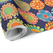 Schattigee kleine bloemhoofdjes cadeaupapier (Rol Hoek)